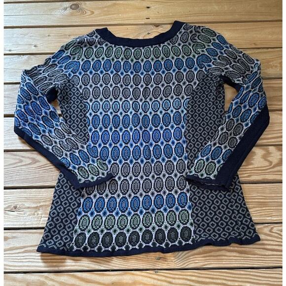 Nic + Zoe Patterned Pullover Sweater Size Medium Women’s Navy - Picture 2 of 7